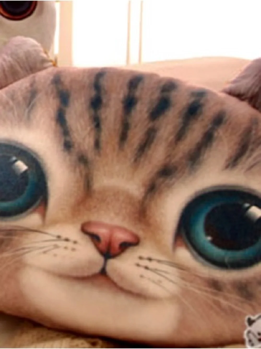 Plush Brown Tabby Cat Face Pillow - Cute Kids Stuffed Animal